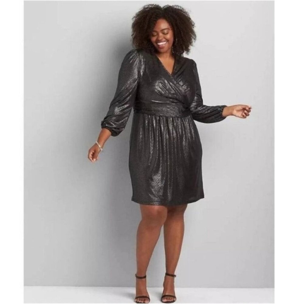 Lane Bryant Black Silver Shimmer Dress - NWT!